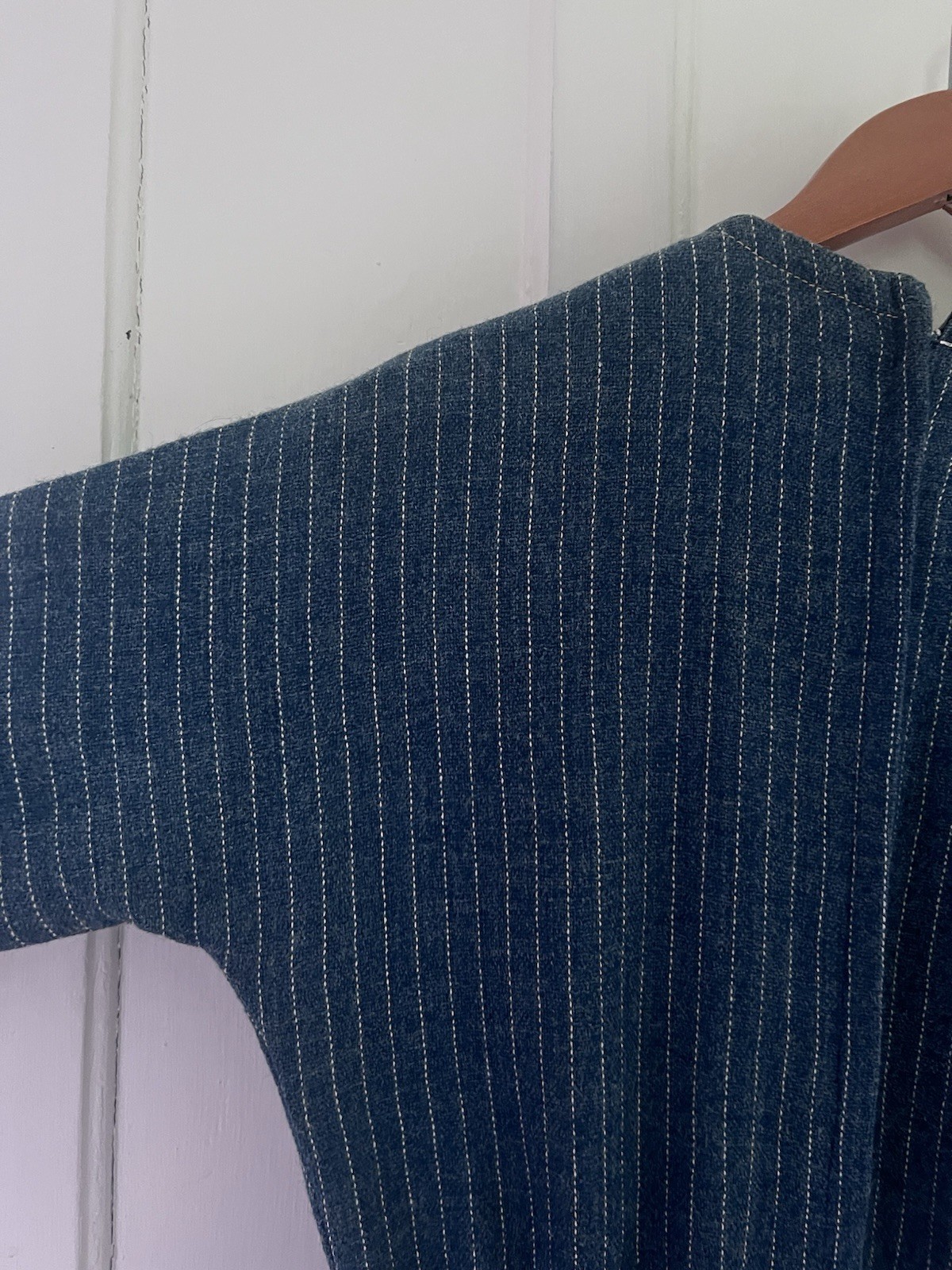 Nancy Greer Vintage 1960’s Dolman Wool Pinstripe Shift Dress With Pockets