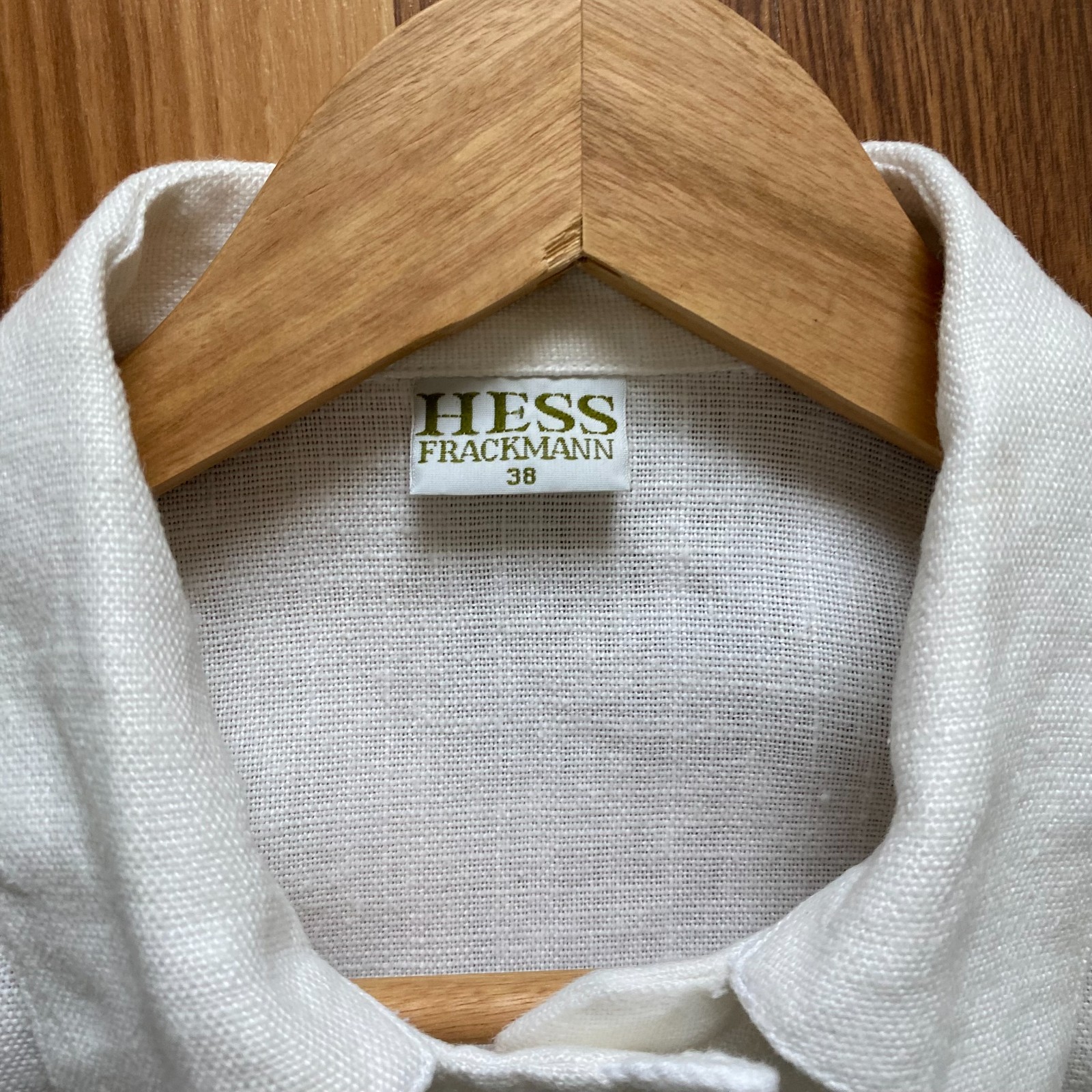 HESS FRACKMANN Embroidered Linen Blouse Button Front Puff Sleeves Peasant EU 38