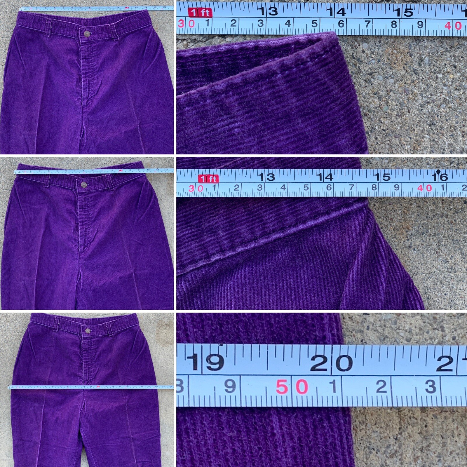 Vintage Purple LEVIS Corduroy Pants Wide Leg Sz 16 30 Waist Scovill Zipper 70s