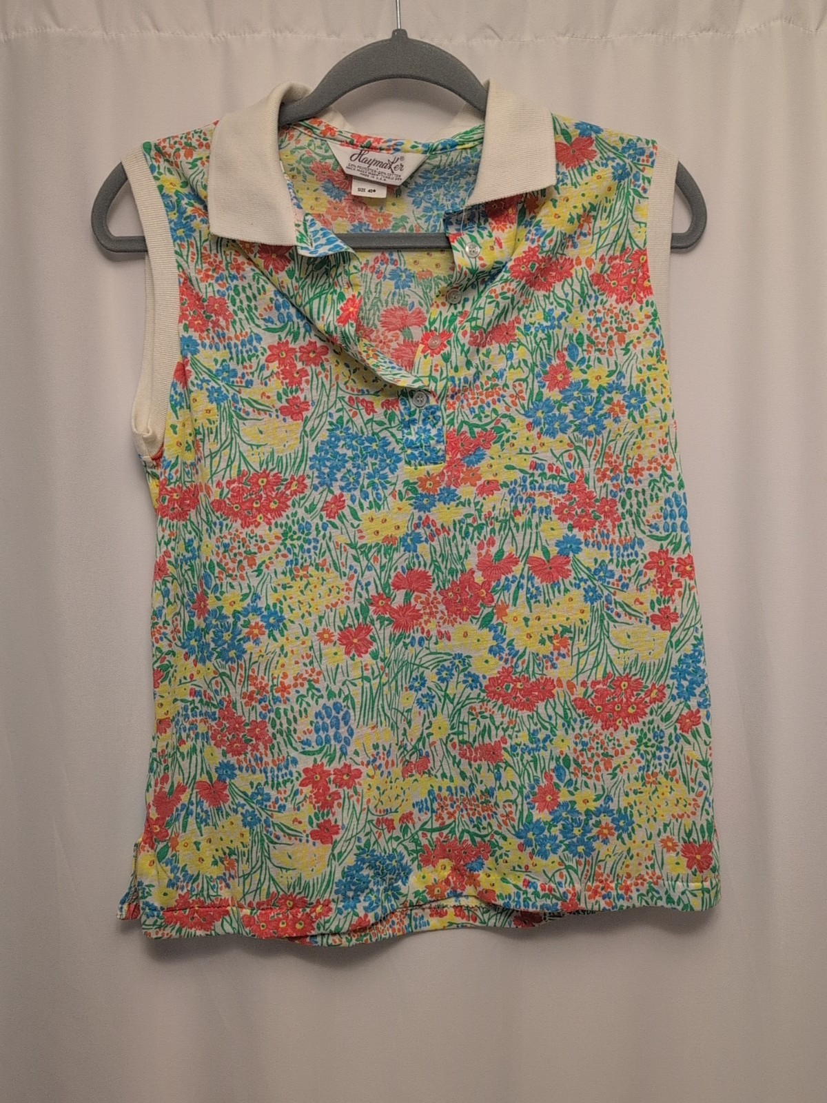 80s womens vtg usa made haymaker sleeveless multicolor top