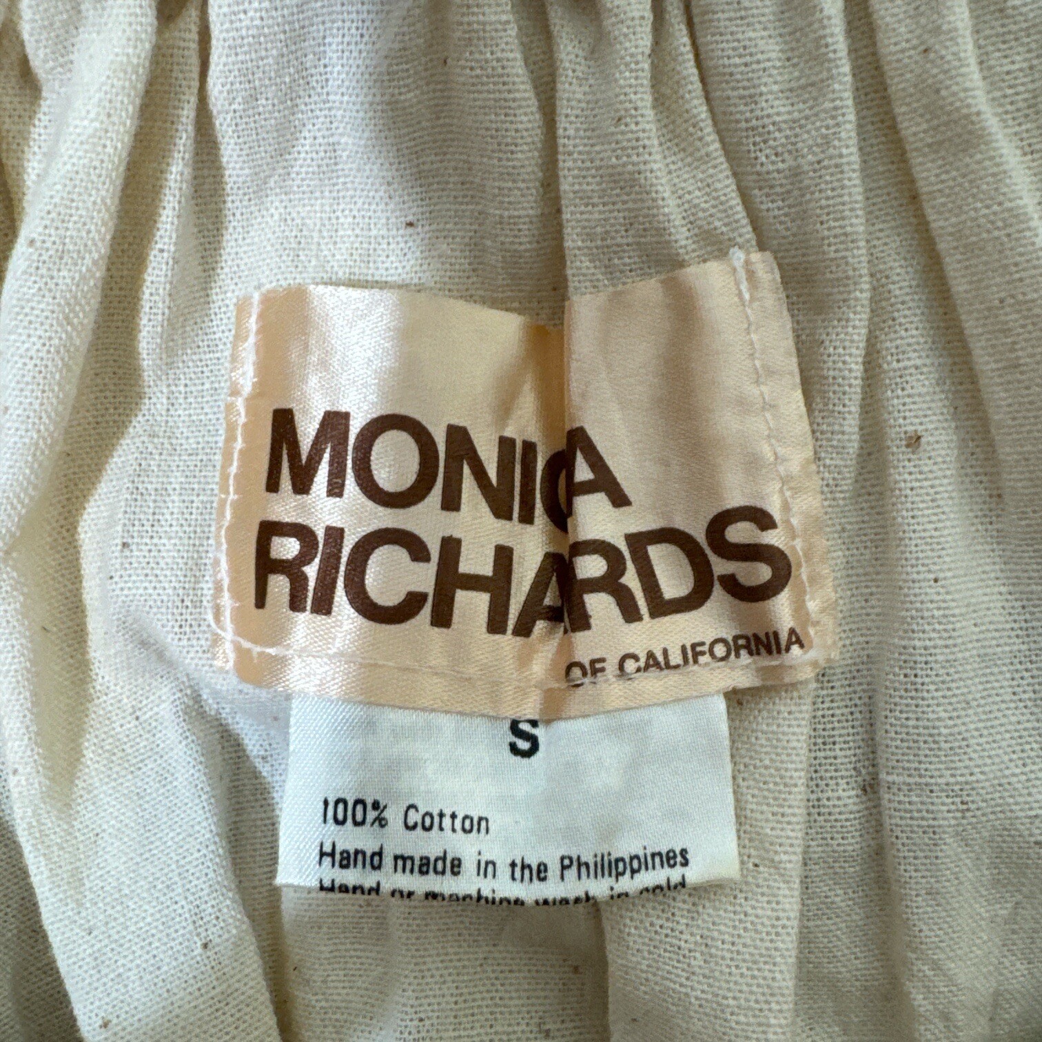 Vintage Monica Richards Boho Mexican Off Shoulder Linen Dress Cottage Ethnic