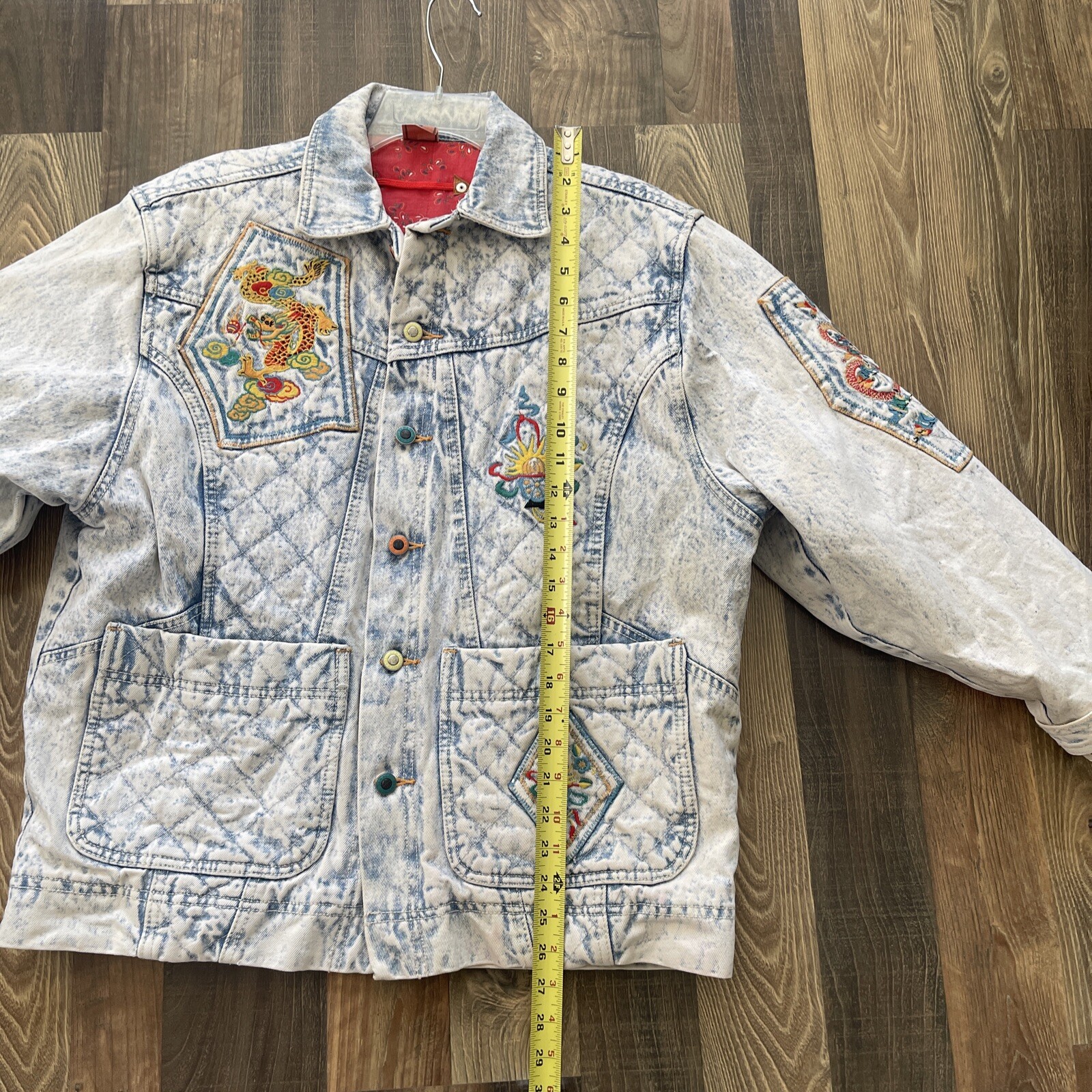 Major Damage Denim Quilted Bomber Jacket Size 1 Acid Wash Vintage