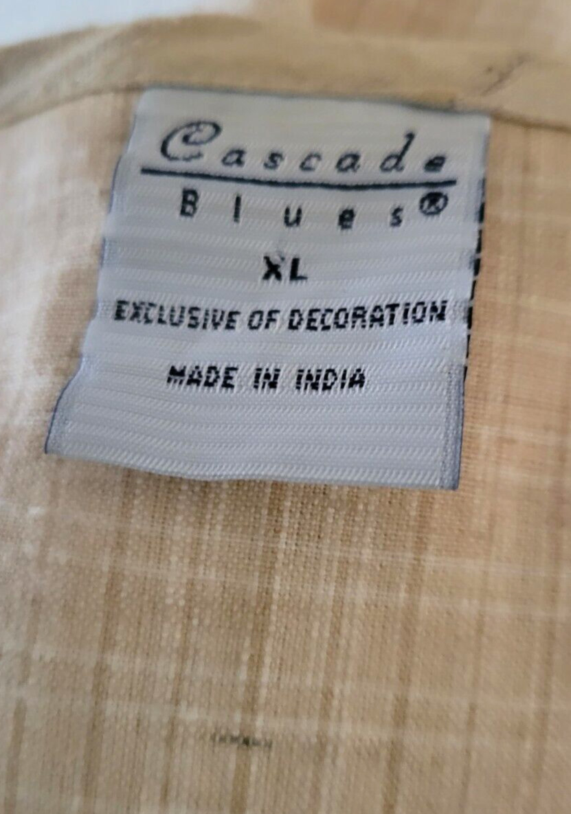 VTG 90s Cascade Tan/Beige Floral Lattice Square Open-Knit Bead Embroider Vest XL