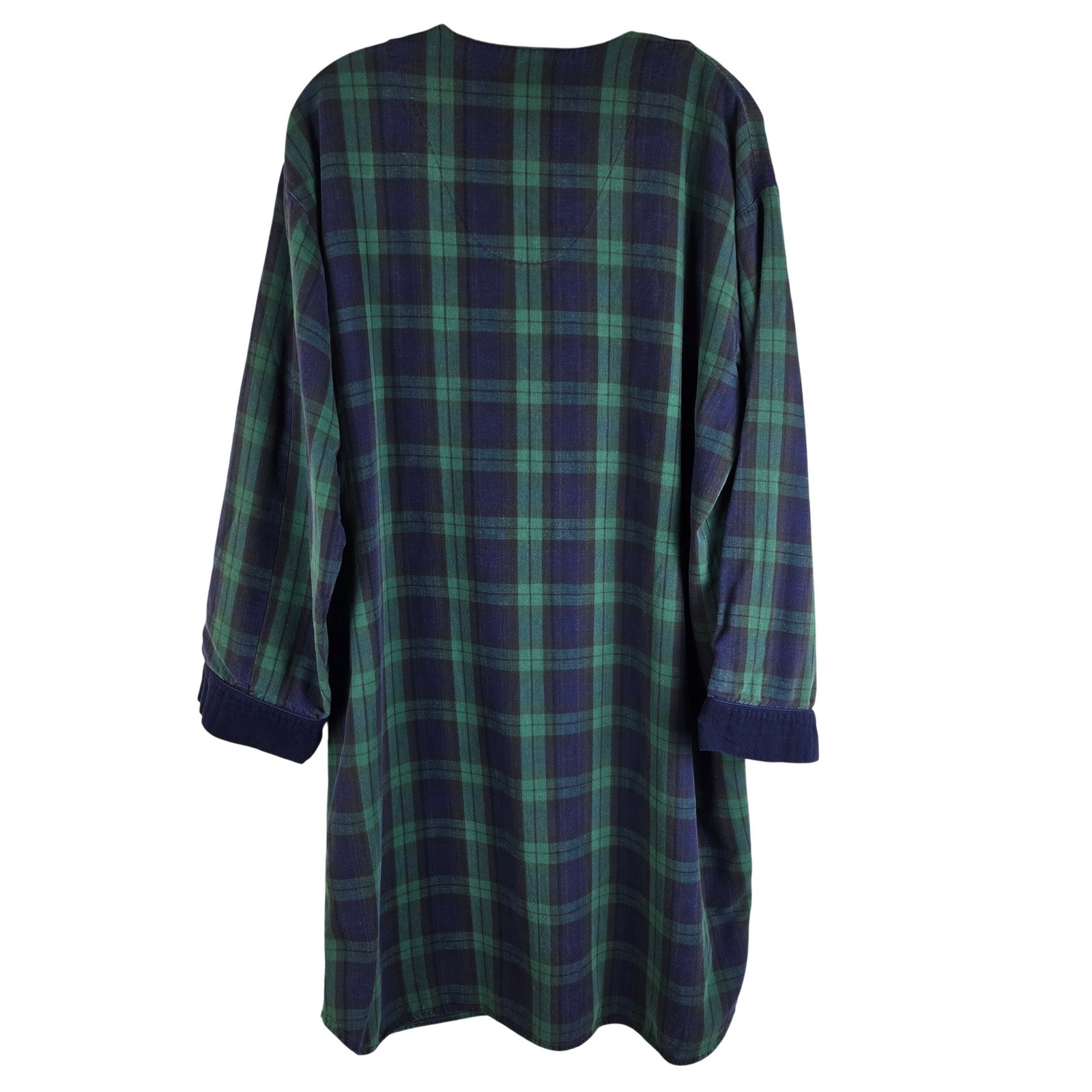 Vintage Esleep Dorm Plaid Night Shirt One Size Rose Patch 100% Cotton