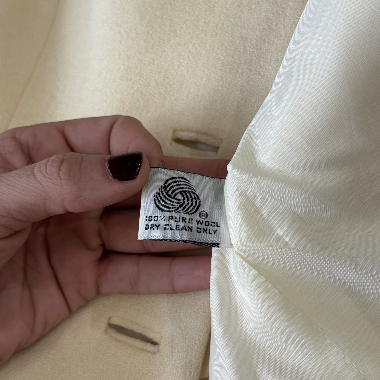 Vintage 80s Cream Wool Womens Blazer S/M Crop Tailored Suit Jacket David Hayes