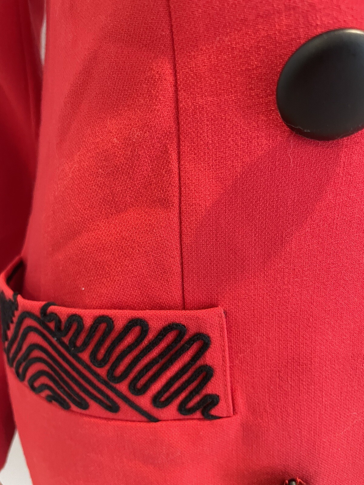 Louis Féraud 1980s Red Wool Crepe Double-Breasted Coat Dress Us6 Red Valentines