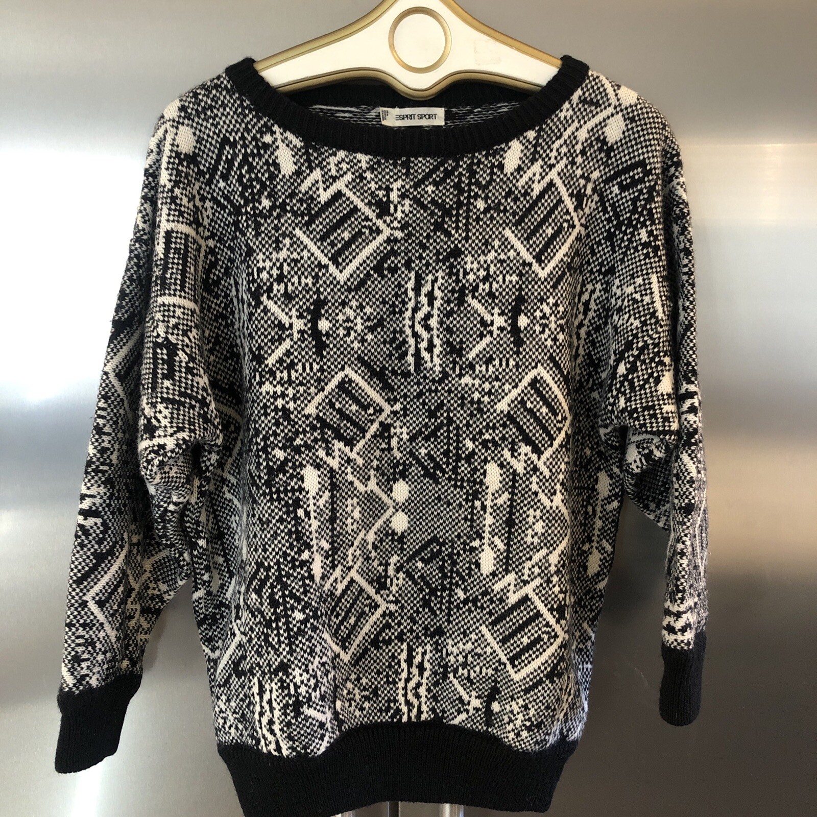 VTG 80s Esprit Sport Acrylic/Wool Blend NO SIZE TAG S to M Oversize Geometric