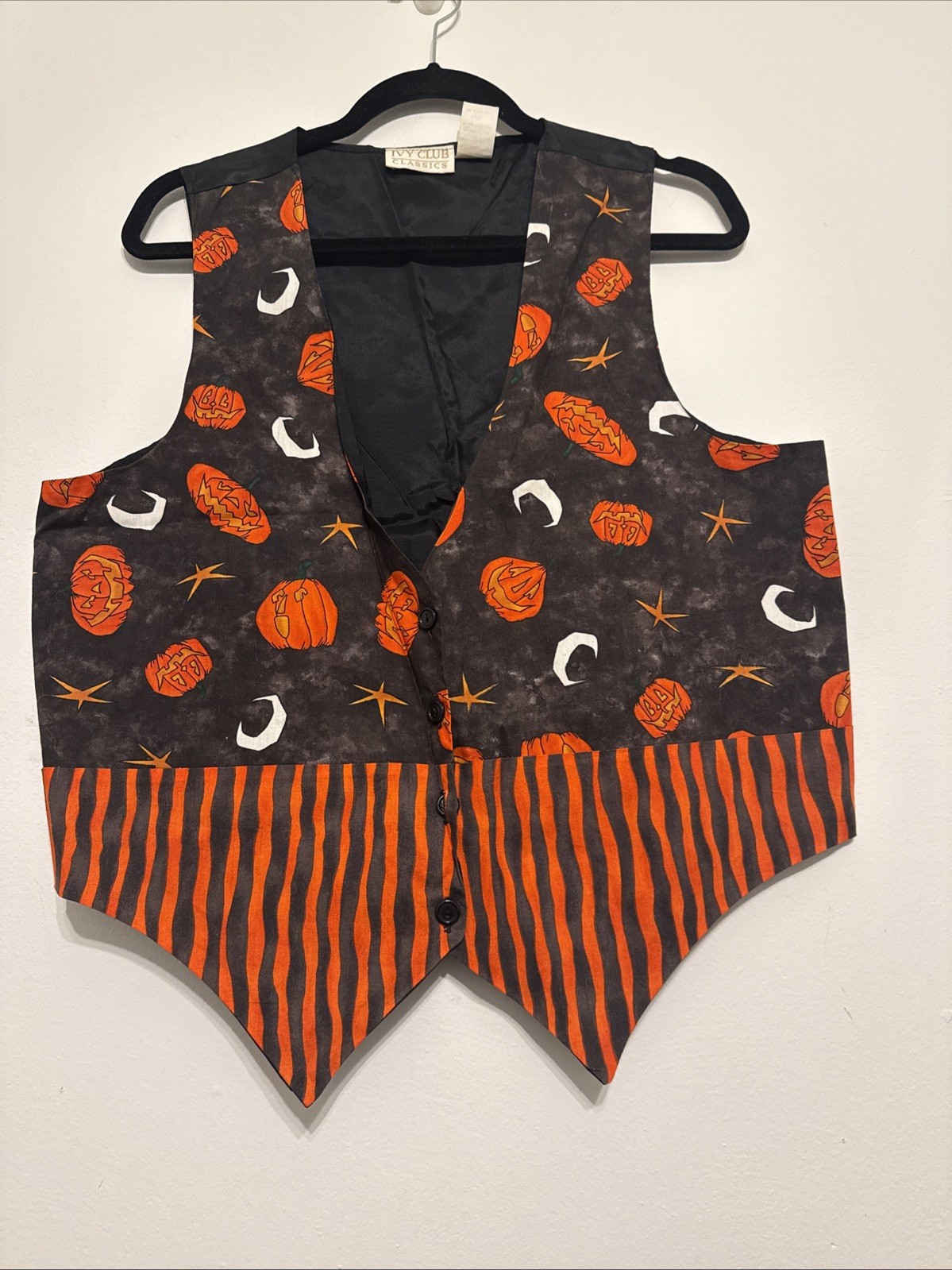 Ivy Club Classics Vintage Halloween Vest Pumpkins & Moons