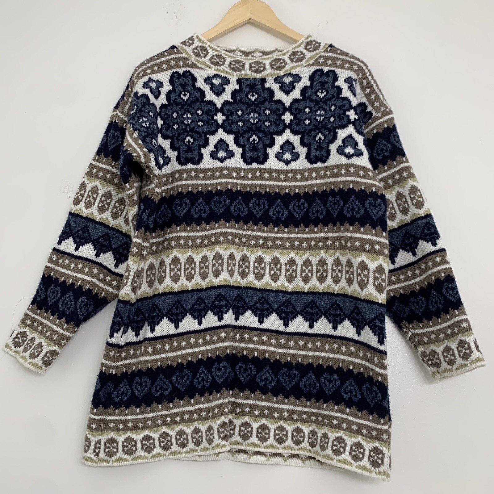 Vintage 90s Carriage Court Womens Small Tunic Sweater Geometric Striped USA Made