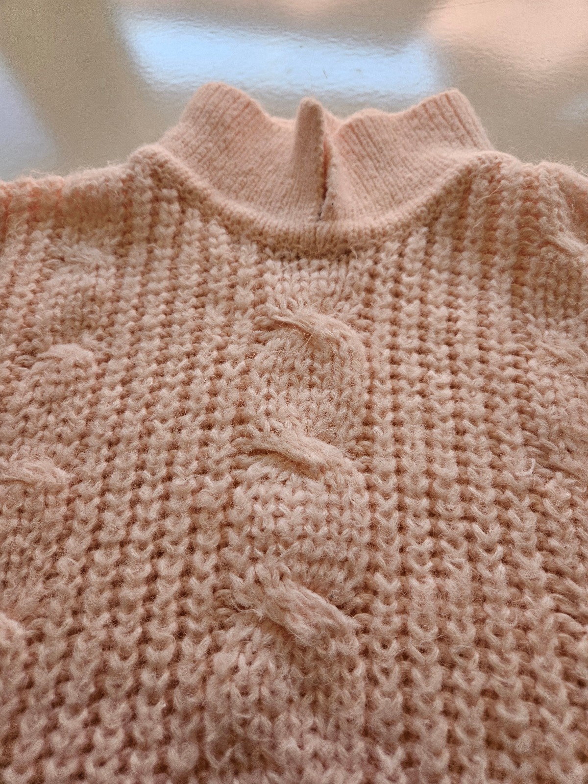 Vintage 80s Tarazzia Pink Cable Knit Sweater Acrylic Fuzzy Look Chunky Knit Med.