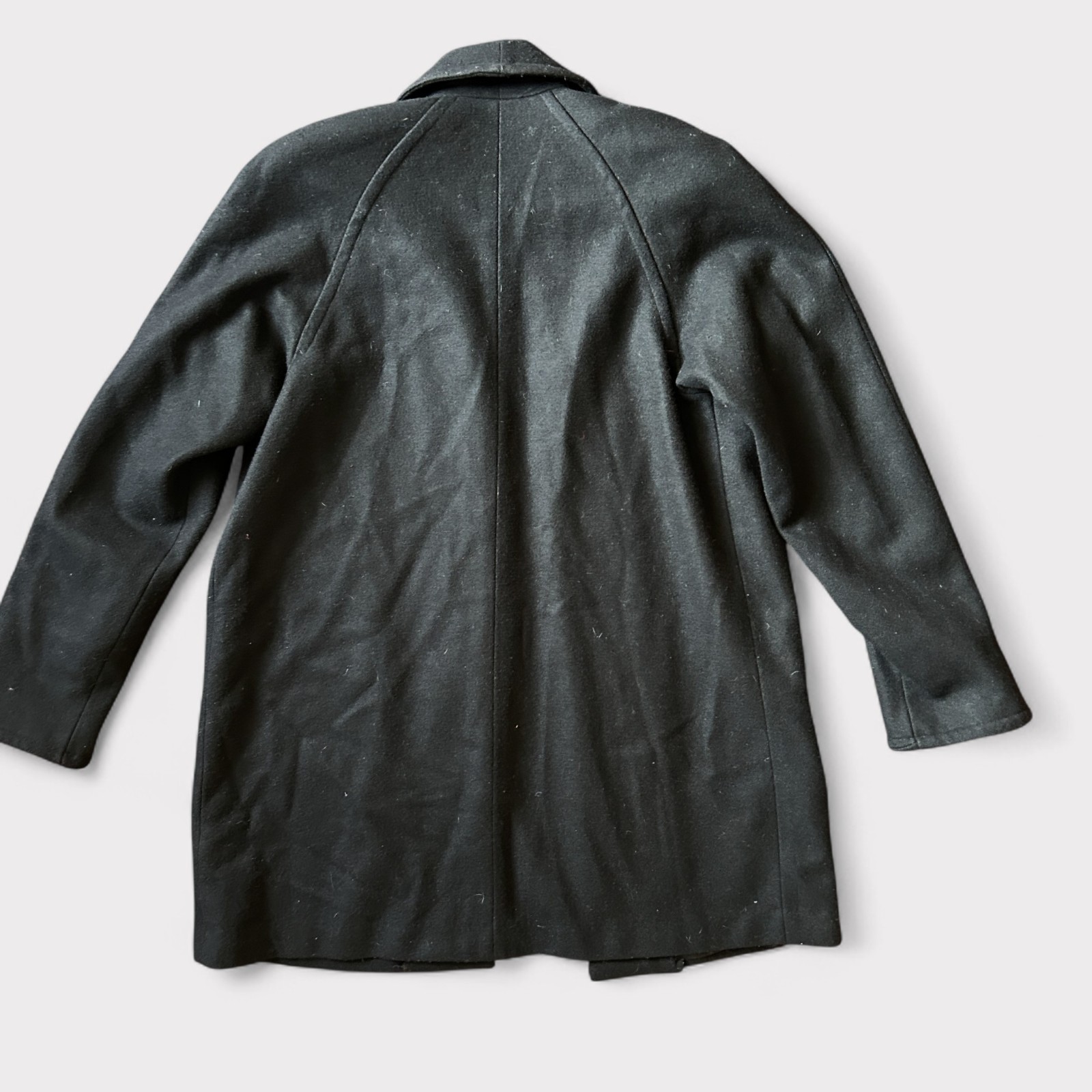 Vintage Jay Jacobs Large Black Wool Drape Winter Coat 1980s L