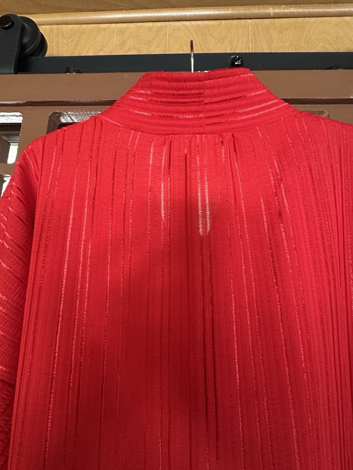 Vintage 70s Red APPEL Caftan Hostess Maxi Dress Ribbed Polyester Retro OSFM