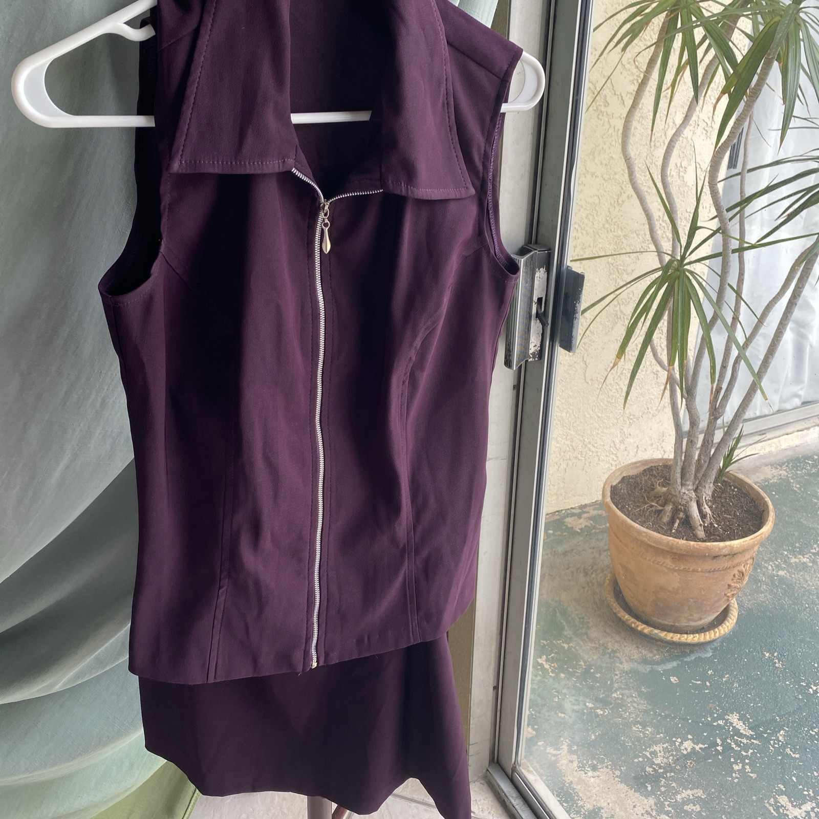 Vintage 1990’s Plum 2pc Vest Blouse And Matching Mini Skirt Size XS