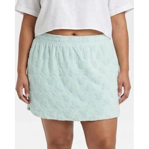 Disney Mickey Mouse Embossed Terry Cloth Skirt Mint Green Size XL 16-18