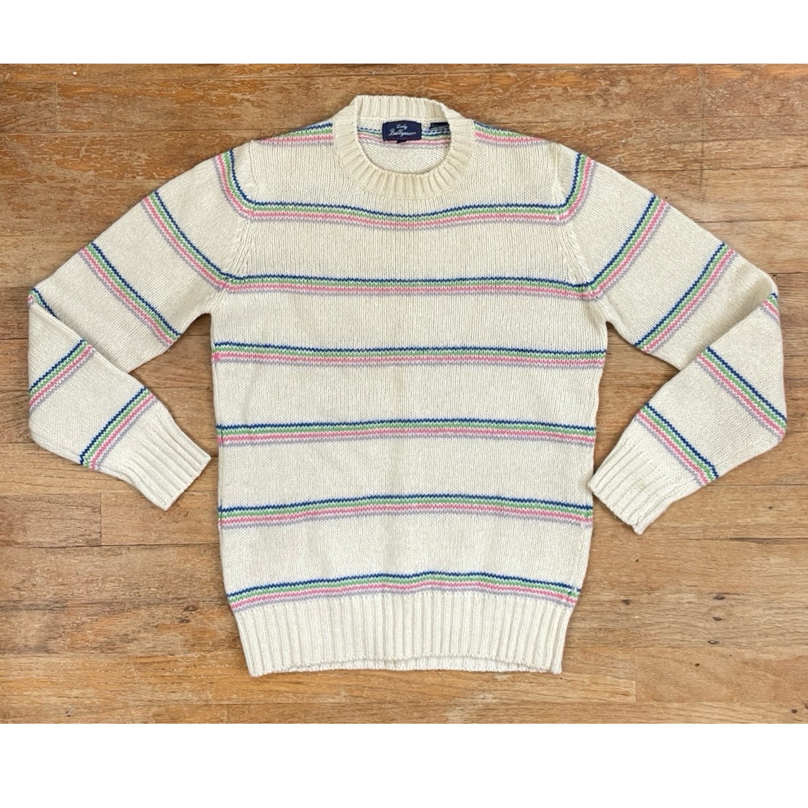 Vintage Stripe Sweater New Zealand Wool Lady Ballymoor Size Small Hong Kong