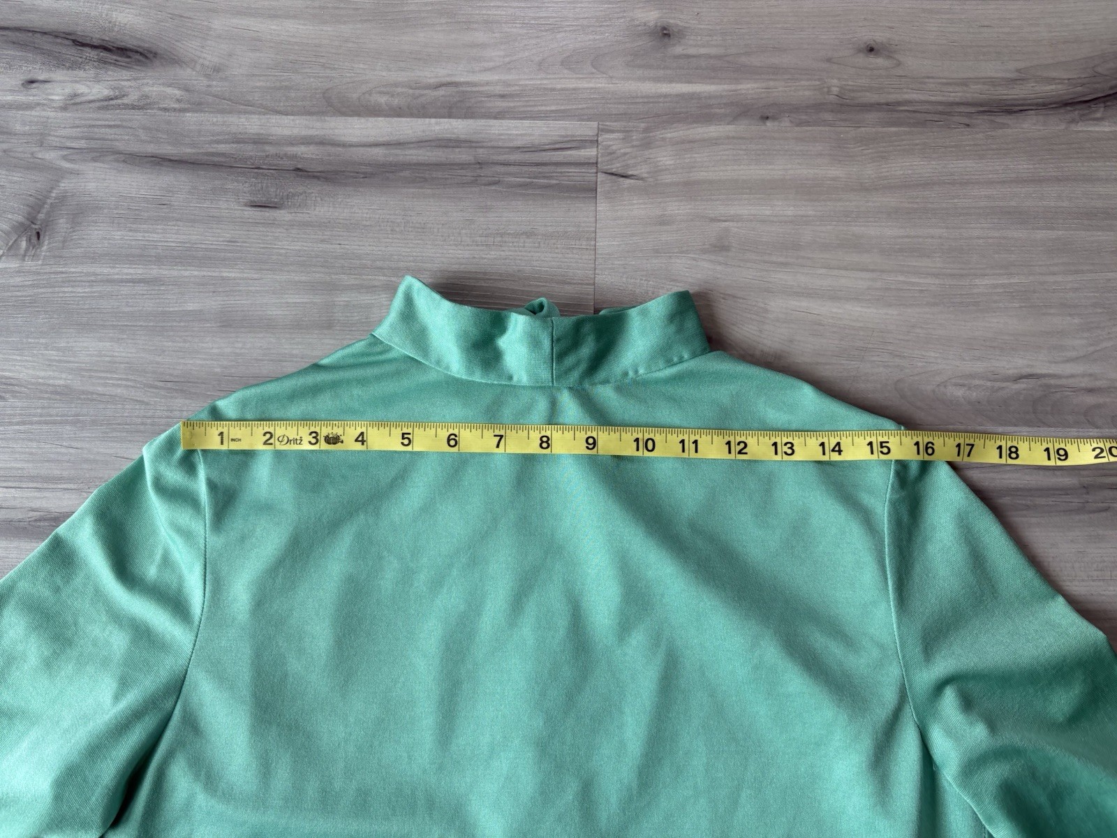 Vintage Handmade Pussy Bow Blouse Button Front Long Sleeve Aqua Green Size M
