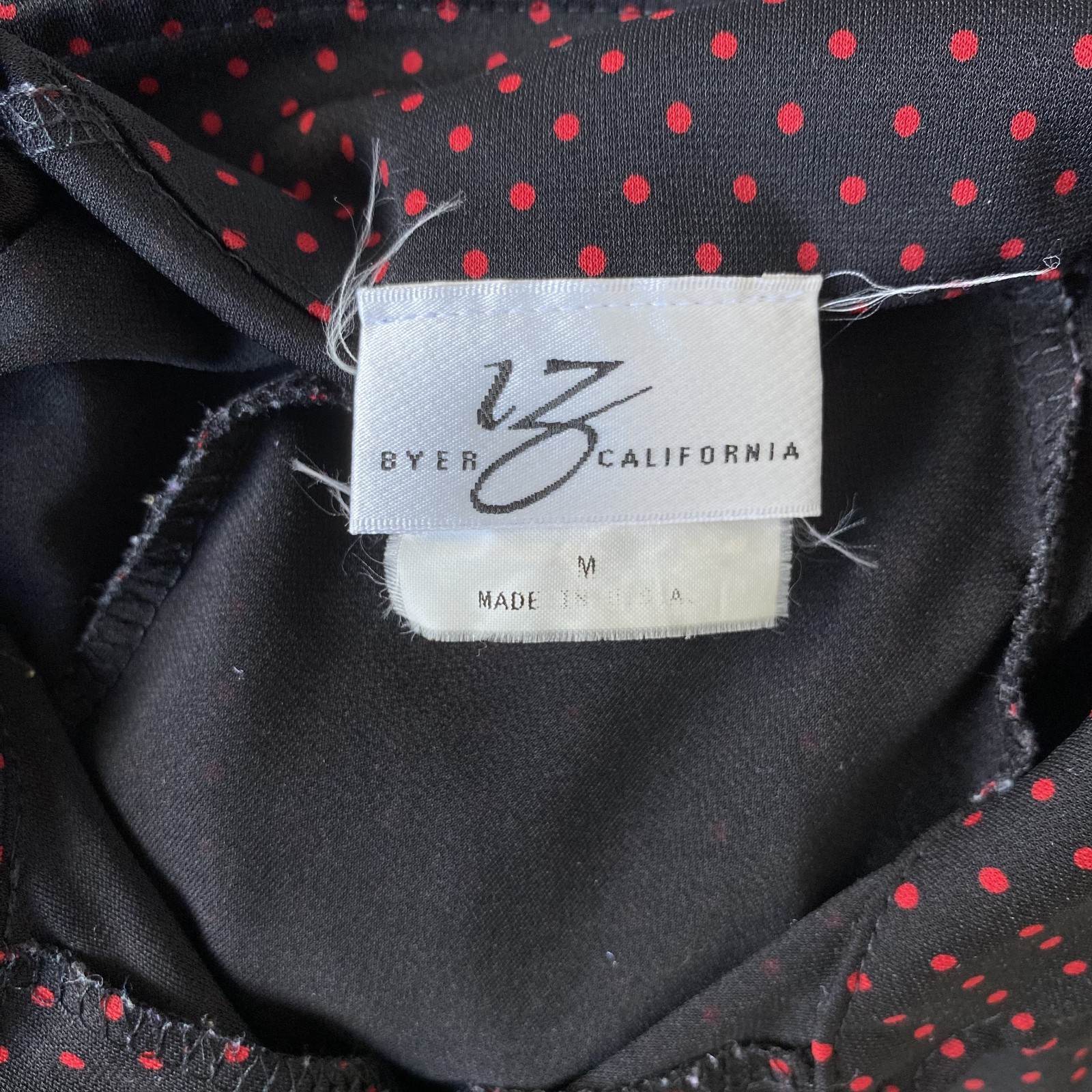 Vintage IZ Byer California Black Red Polka Dot Midi Dress Retro 60s Rockabilly