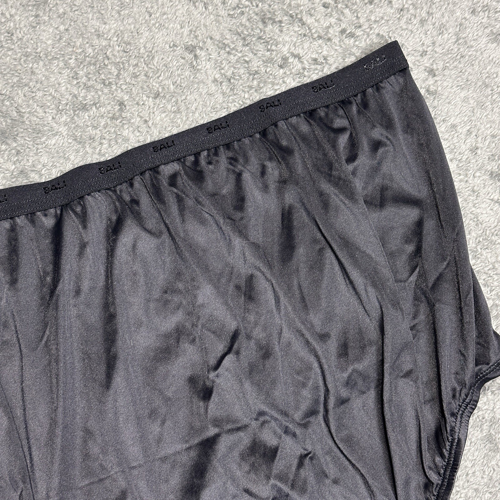 3 Pair Vintage Bali 24601 Black Nylon Satin Full Cut Brief Panties Size 13 High