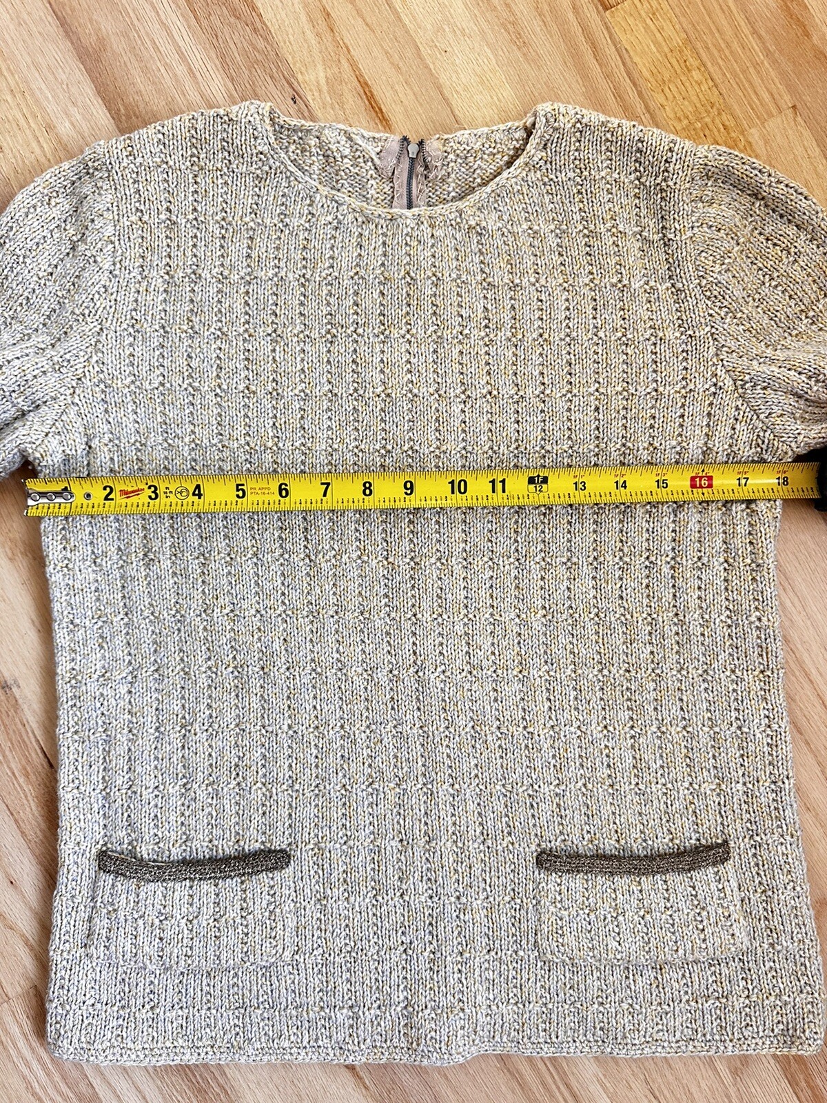 VTG Sweater Skirt Set Sydneys Knit Wool Gold Silver Metallic Stretch 1960s Rare