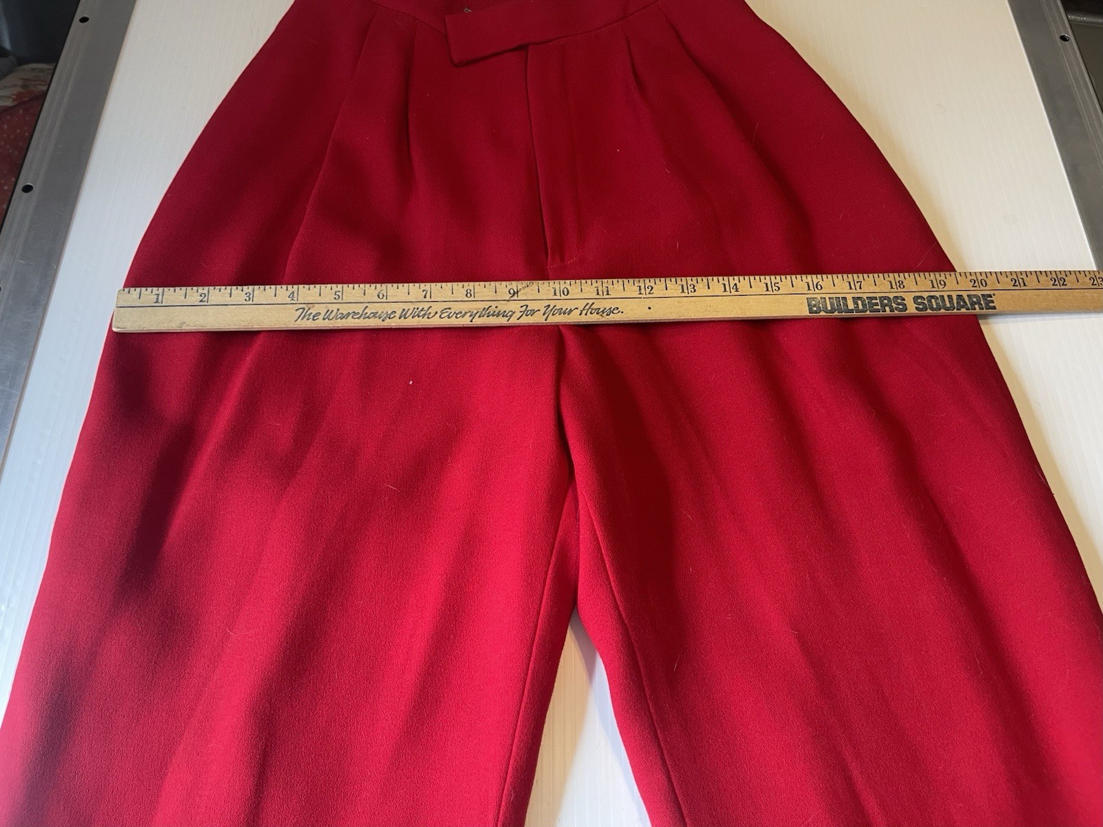 VTG Casual Corner Cotton Red With Velvet Trim Buttons Pant Suit Set Size 4