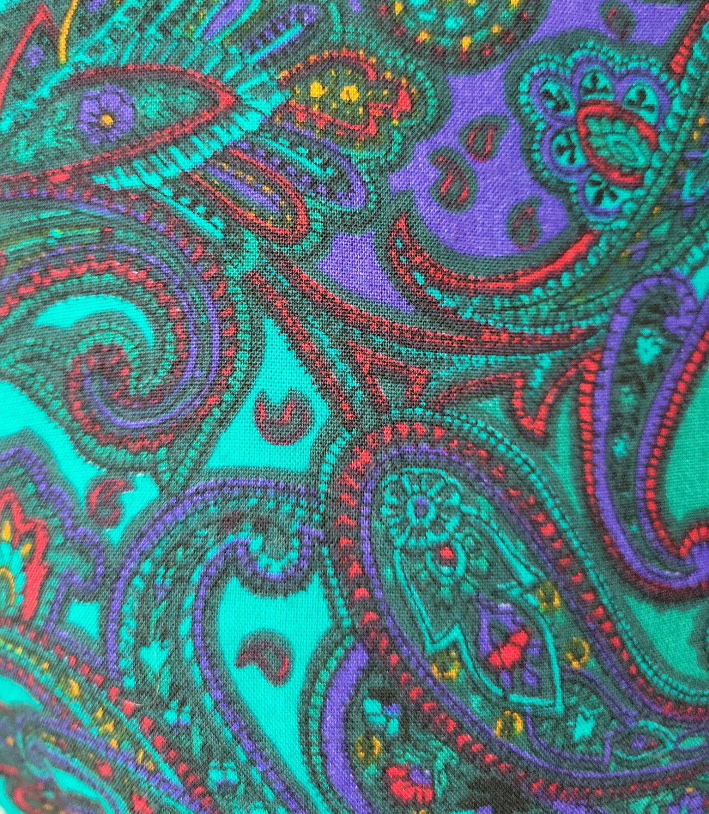 Vintage VLP Petites Green & Purple Paisley Blouson Secretary Dress SIze 8