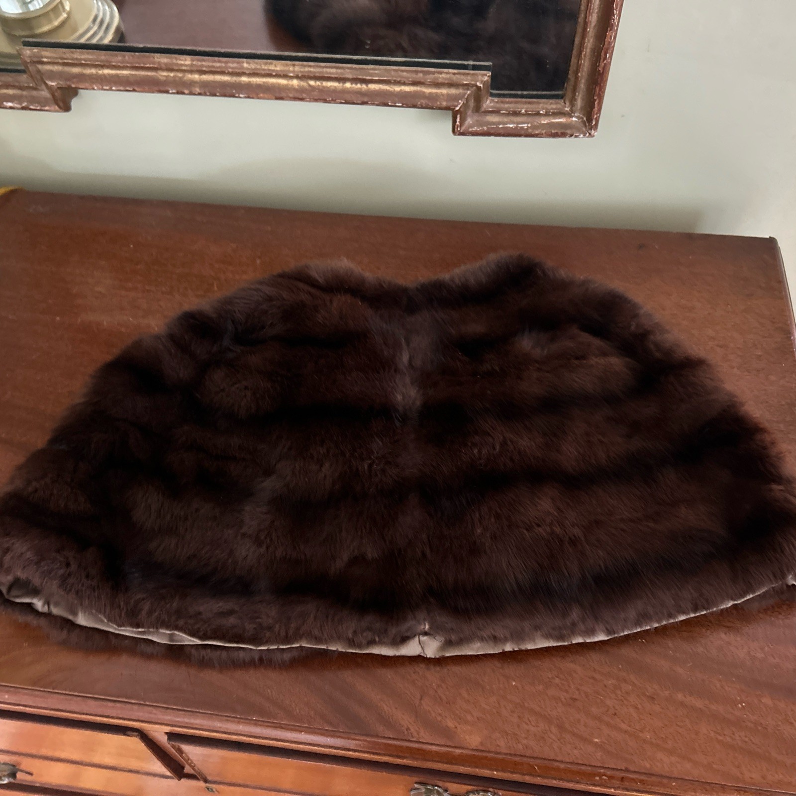 Vintage chocolate brown Mink Stole Silk Lined 1950s