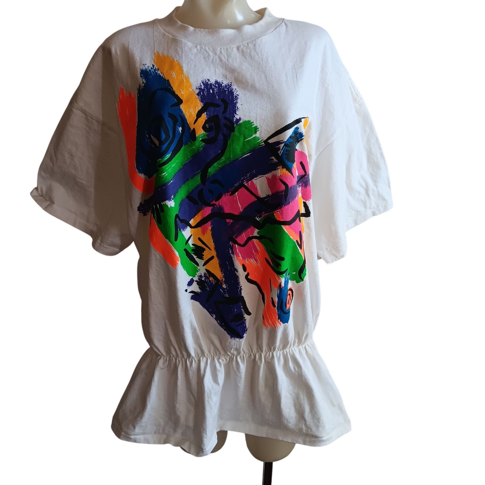 Vintage Women’s Beach T-shirt Single Stitch 80’s OSFA T-shirt Robby Len Swim Top