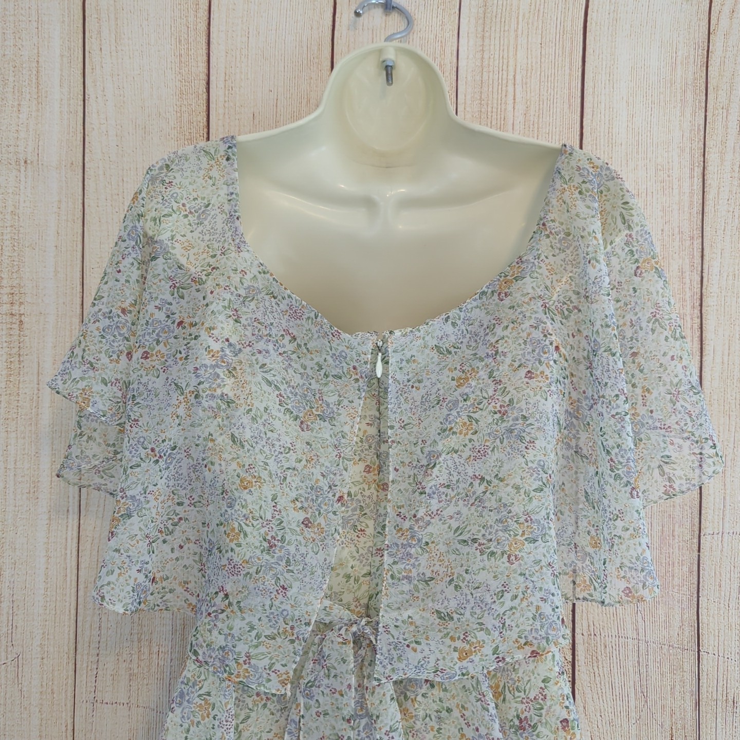 60s / 70s Vintage Marita Anthony Muto Dainty Floral Tiered Tulle Dress Small