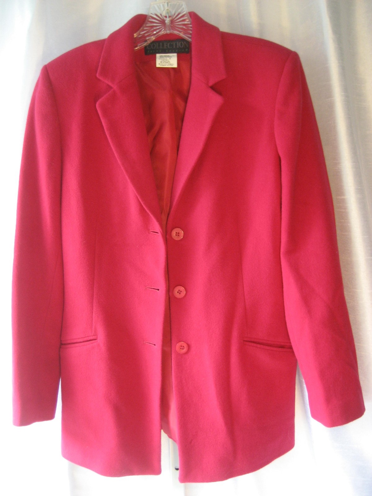 Harve Benard Collection Blazer Sz 4 Russian Made Wool Blend Magenta Pink Lined