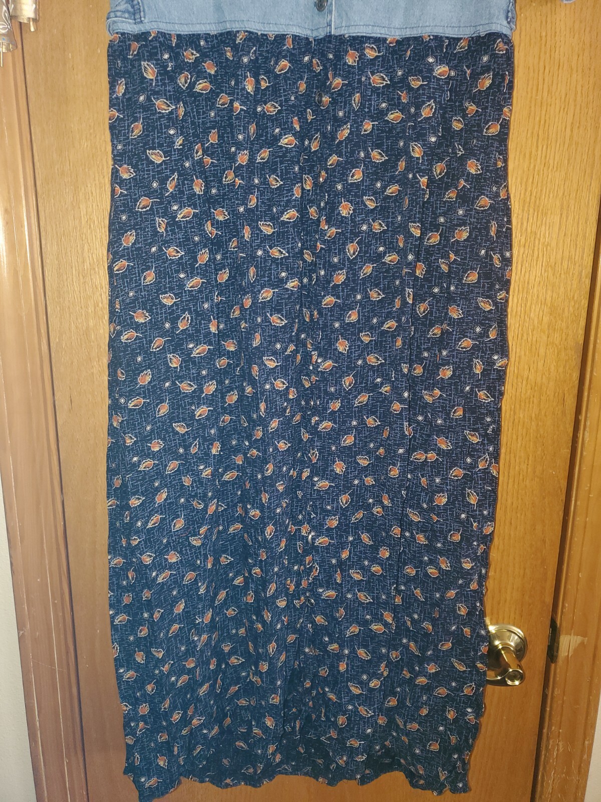 Vtg Y2K Dress M Denim Floral Cottage Core Dressing Clio Button Top