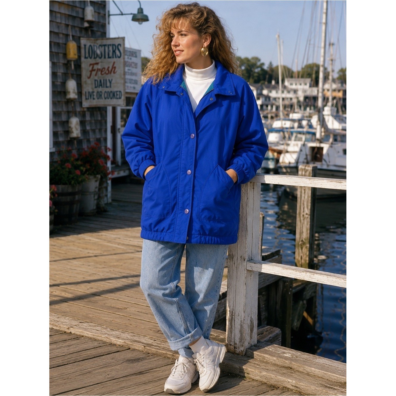 Vintage ClipperMist Londontown Corp. Quilted Jacket Cobalt Blue L