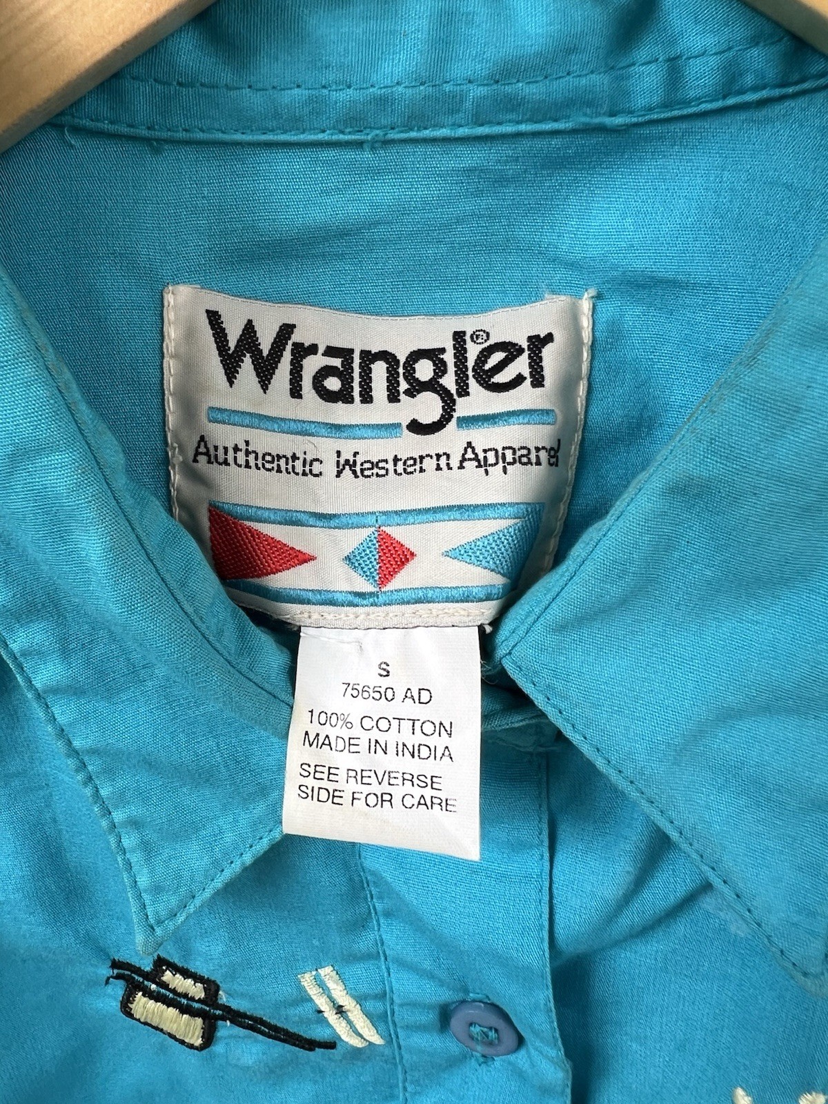 90s Vintage Wrangler Western Embroidered Crop Top With Scalloped Hem Cowgirl Sm