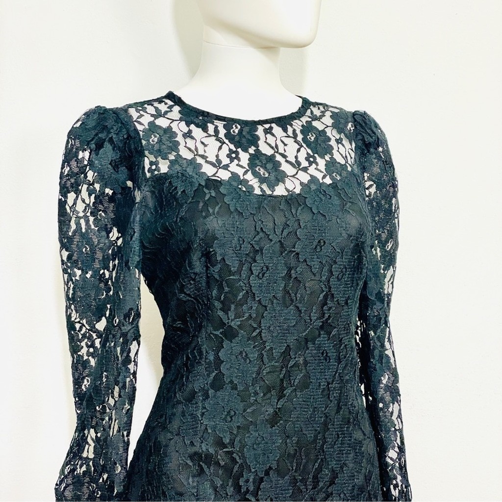 Wednesday Dresses Collections / Beene Black Lace Dress with ruffles