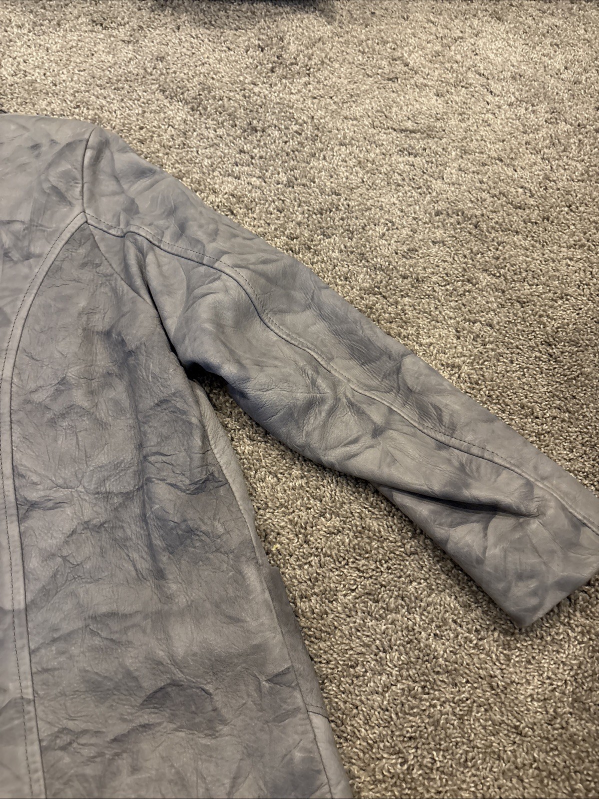 Vintage Midwestern Sport Button Gray Leather Deerskin Jacket Made In USA 34/10