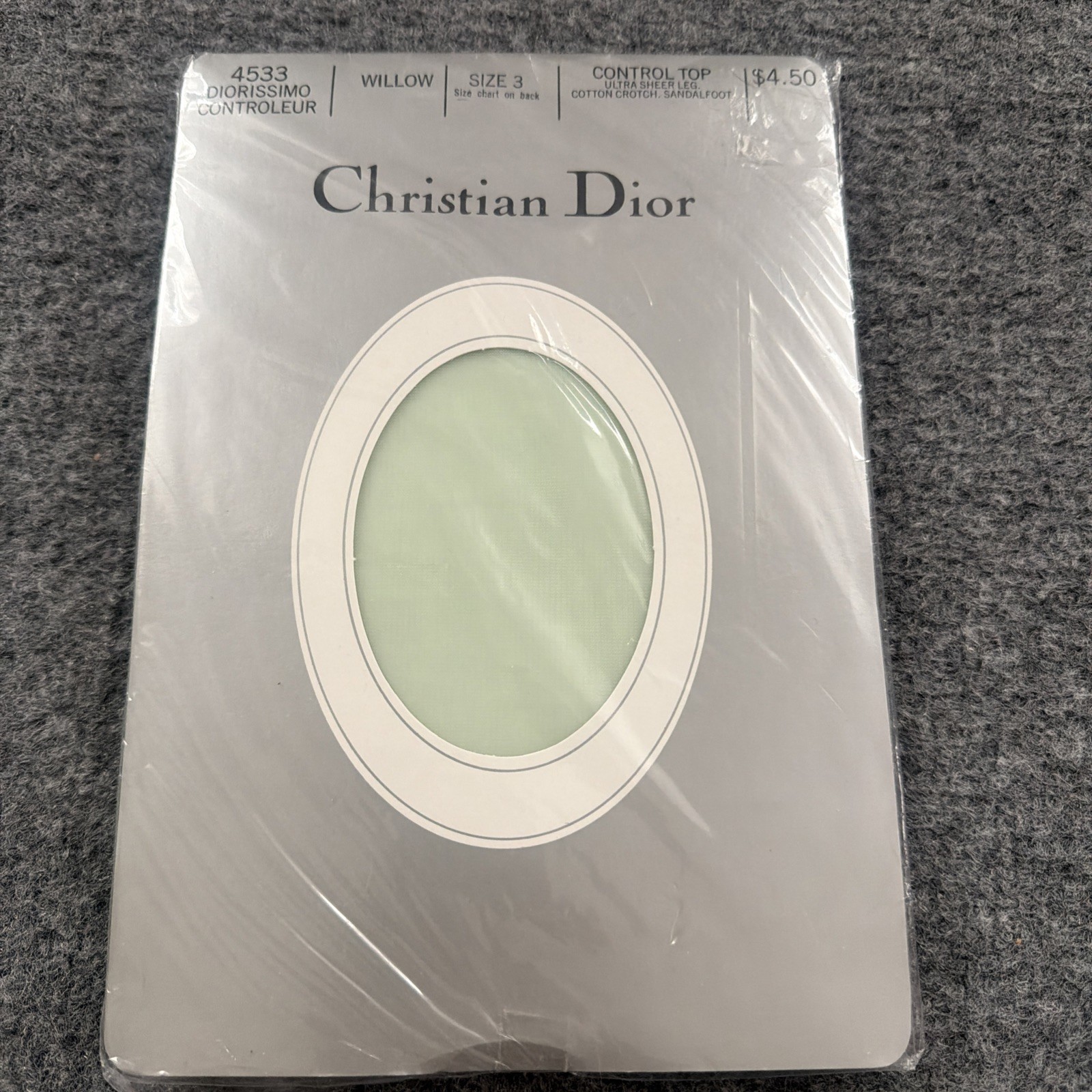 VTG Christian Dior Willow(green) Ultra Sheer Control Top Panty Hose Size 3 NIP