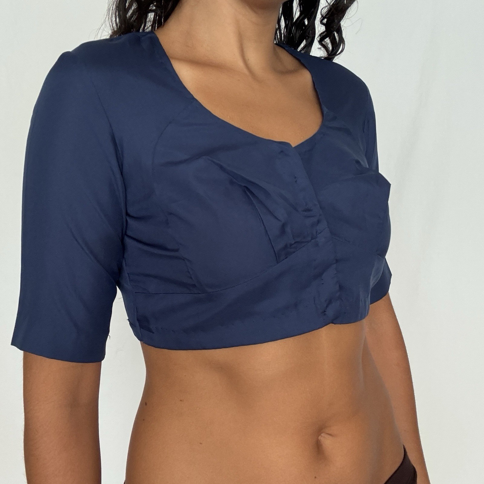 Vintage 60s/70s Bolero Top Navy Blue Women’s Fitted Crop Top Xs-S