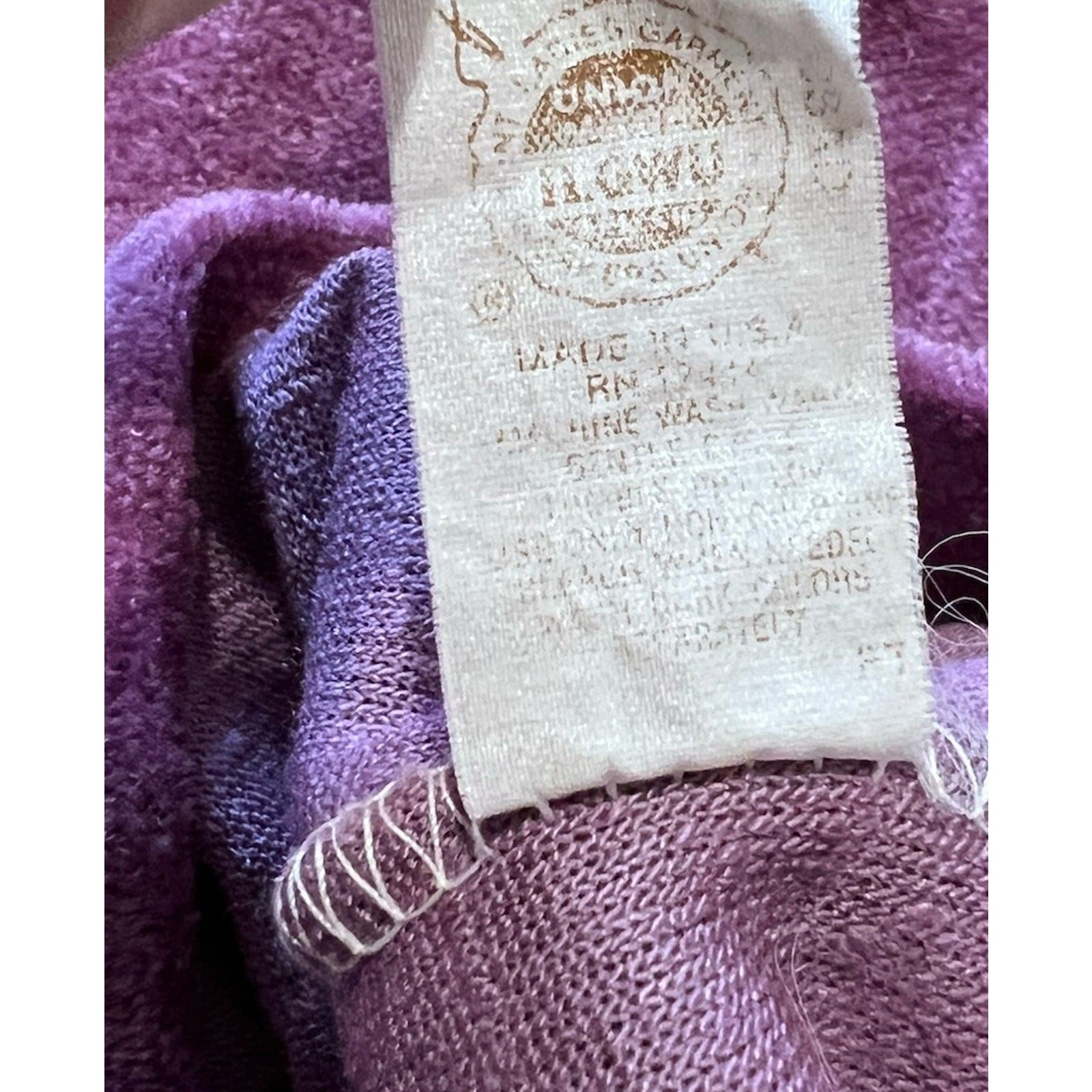 Miss Elaine Vintage 80s Soft Plush Lounge Jumpsuit Purple Ivory Archive Fashion