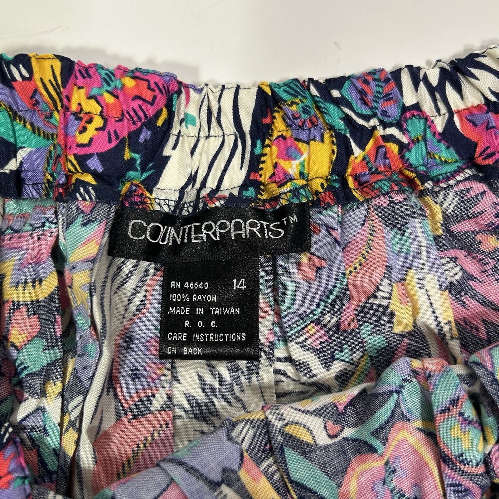 NWT Vtg Counterparts PullOn Multicolor Floral Pleated A-line Midi Skirt Size 14
