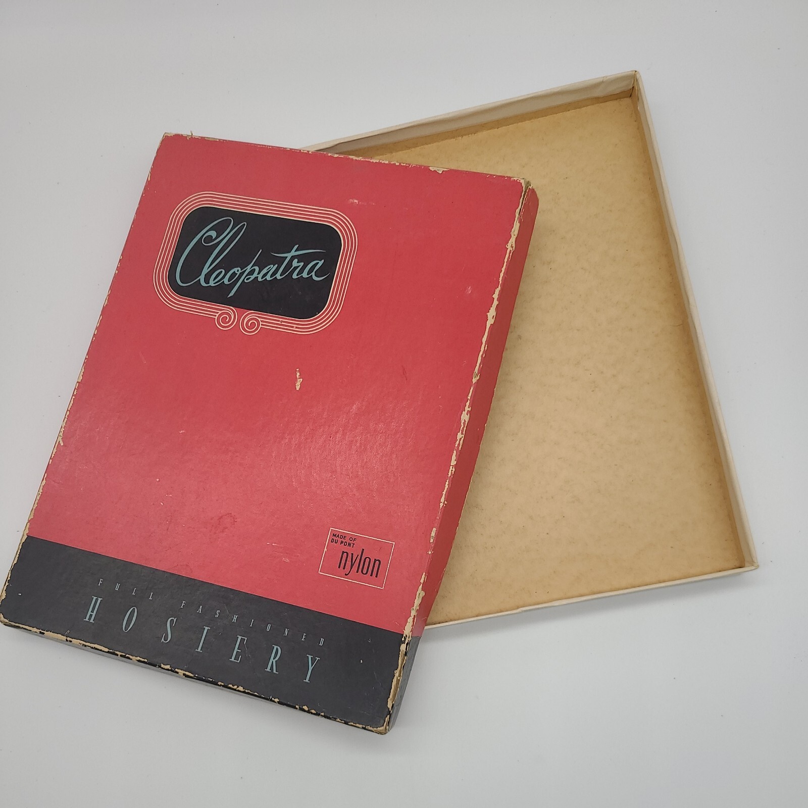 Cleopatra Hosiery Box vintage antique red BOX ONLY prop collectible storage