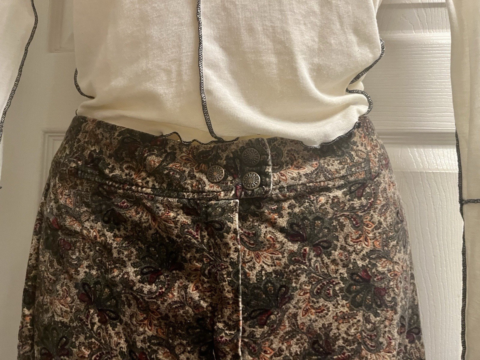 Vintage Illah California Velvet Paisley Brown Bell Bottom Pants Size 11-12