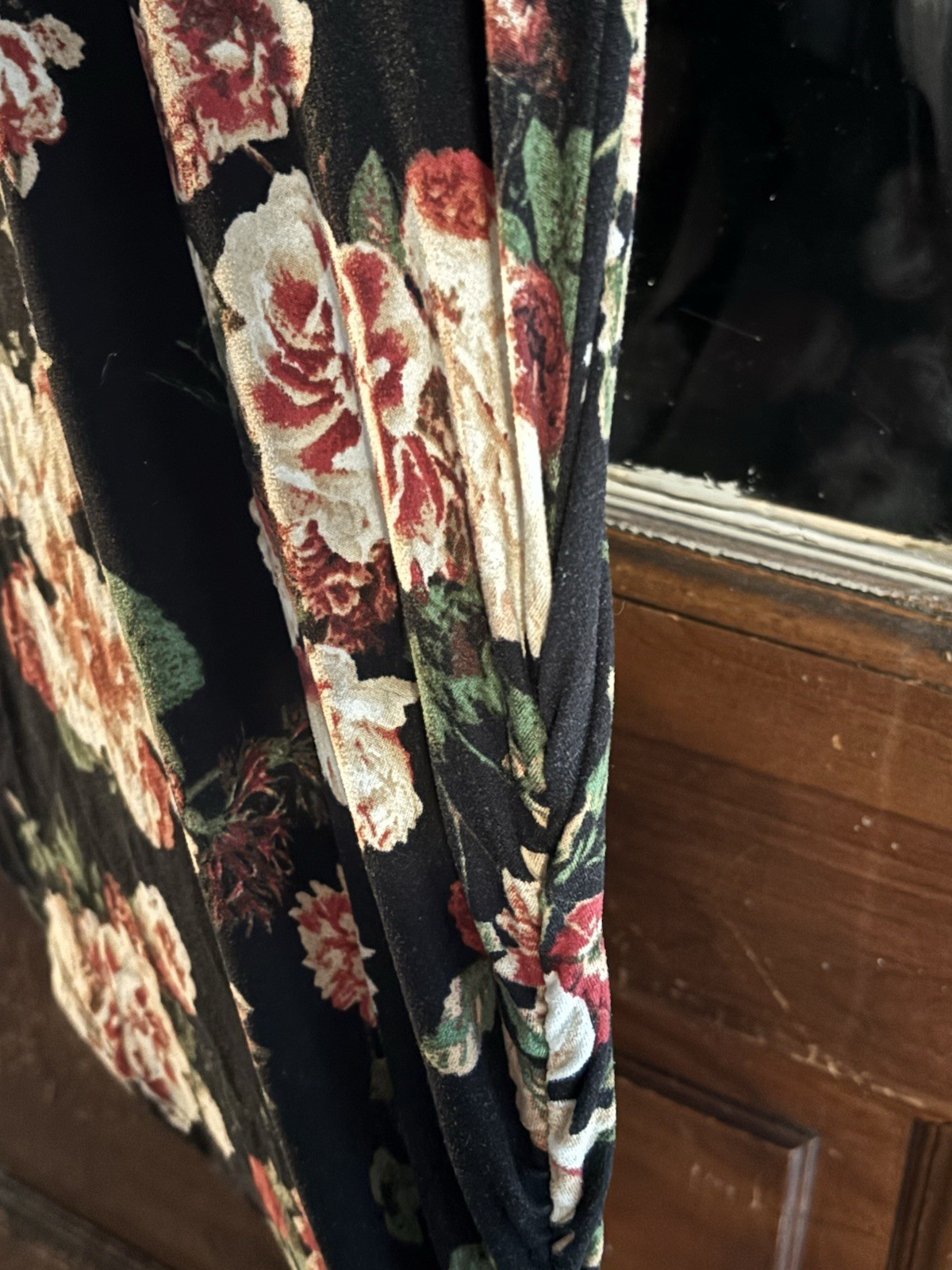 Vintage 1990s Spandex Cotton Blend Mini Dress With Ruched Sides Floral Pattern