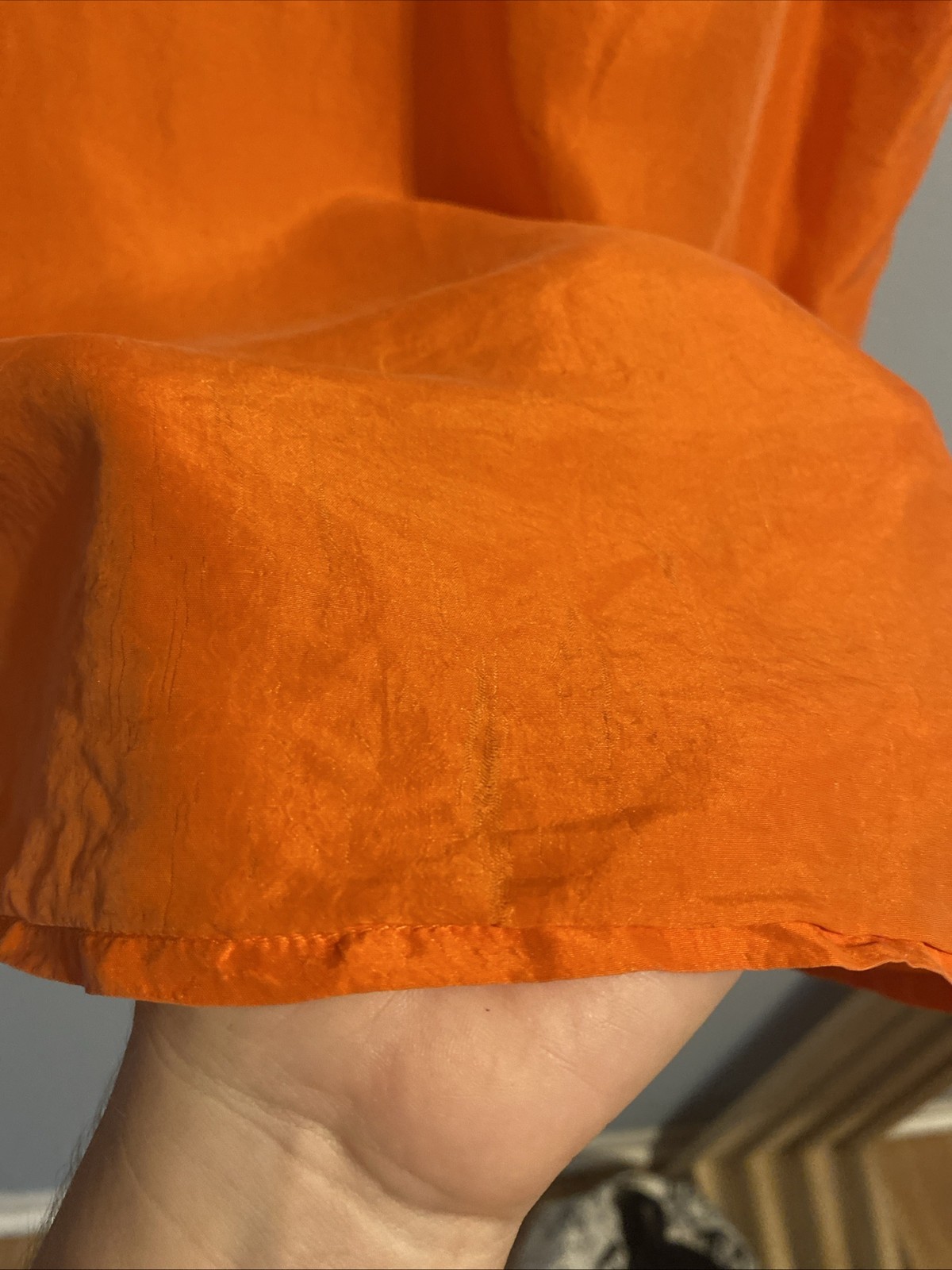 Vtg 100% Silk Blouse Orange Compagnie Internationale Express Boxy Button Up XS