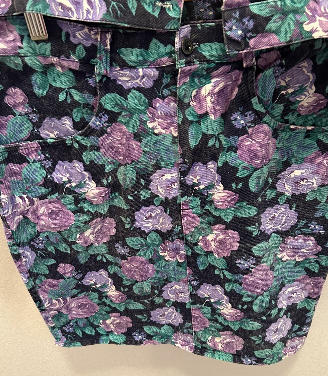 Flash Clothing Company LA 80s Denim Floral High Waist Skirt Size 9 Jacket Sz M
