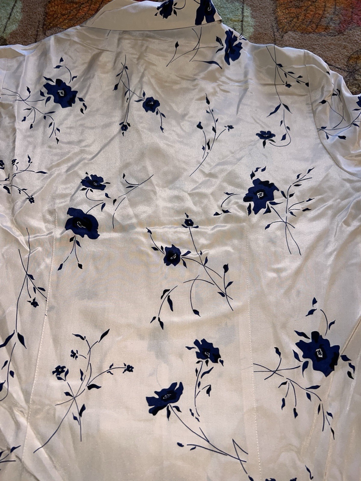 Vintage 90s Casual Corner 100% Silk Short Sleeve Blouse Coquette Corpcore Floral