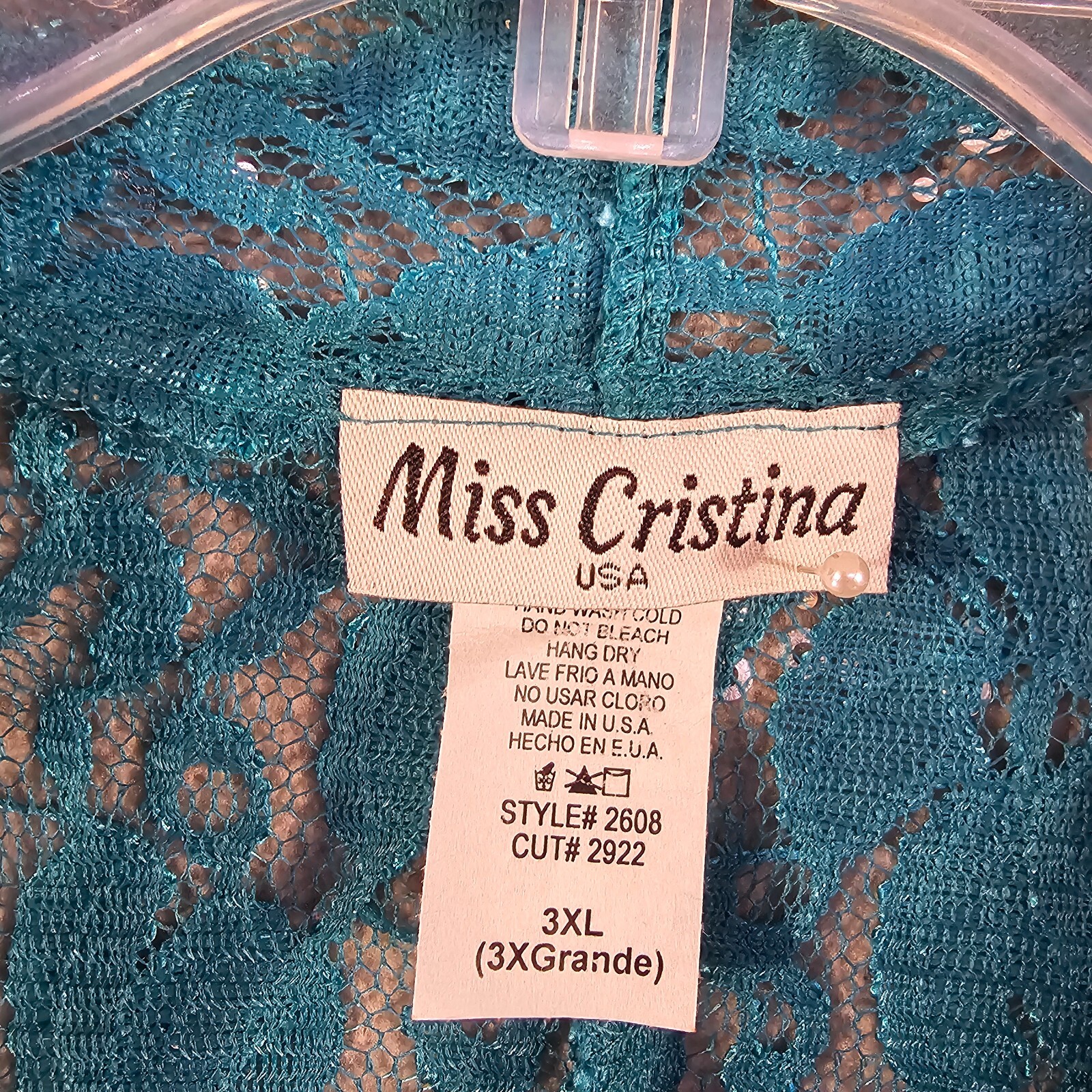 Miss Christina Dress Womens 3X Sleeveless Open Lace cardigan Vintage USA