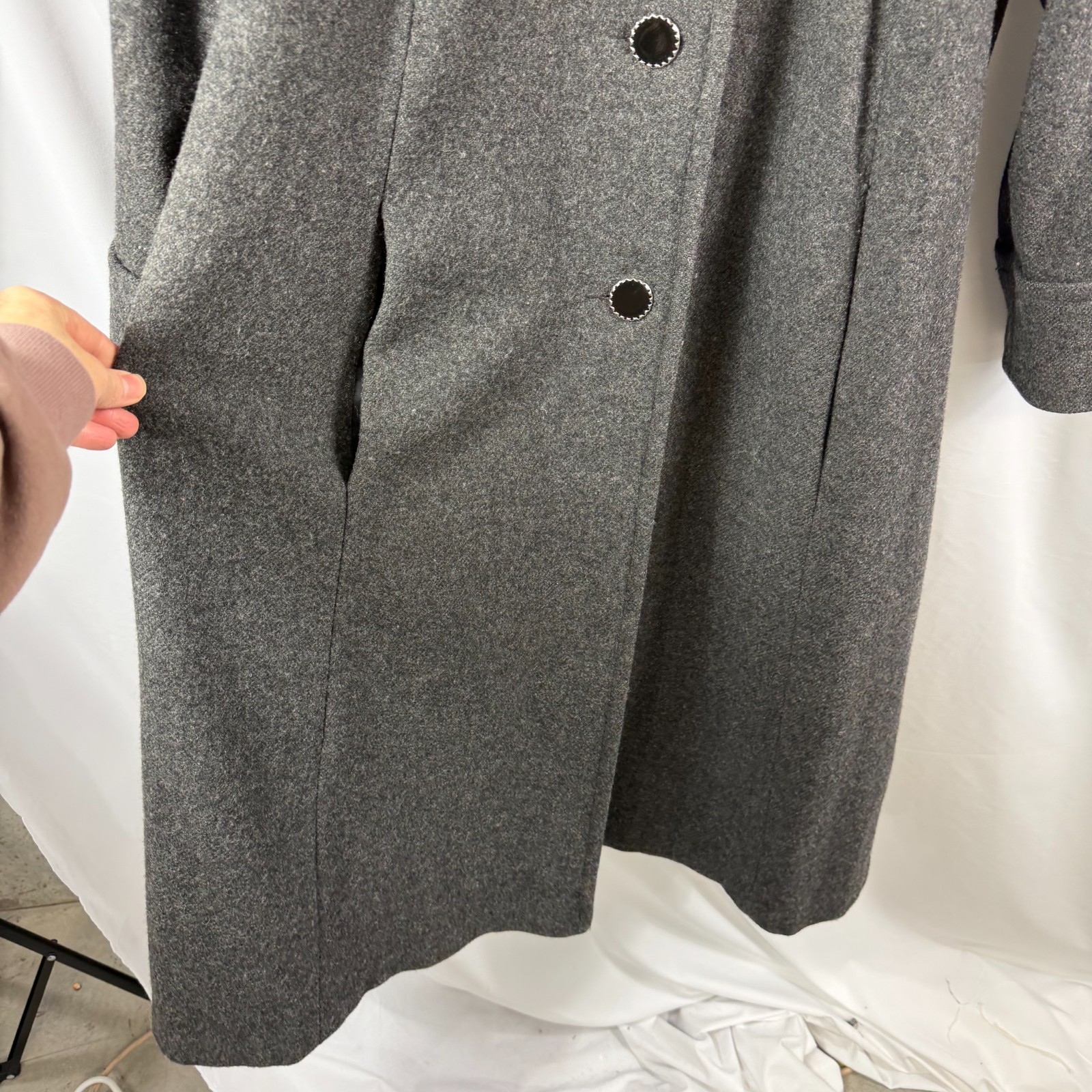 Lady Suzette Womens Vintage Grey Wool Swing Coat 2x/3x? Velvet Trim