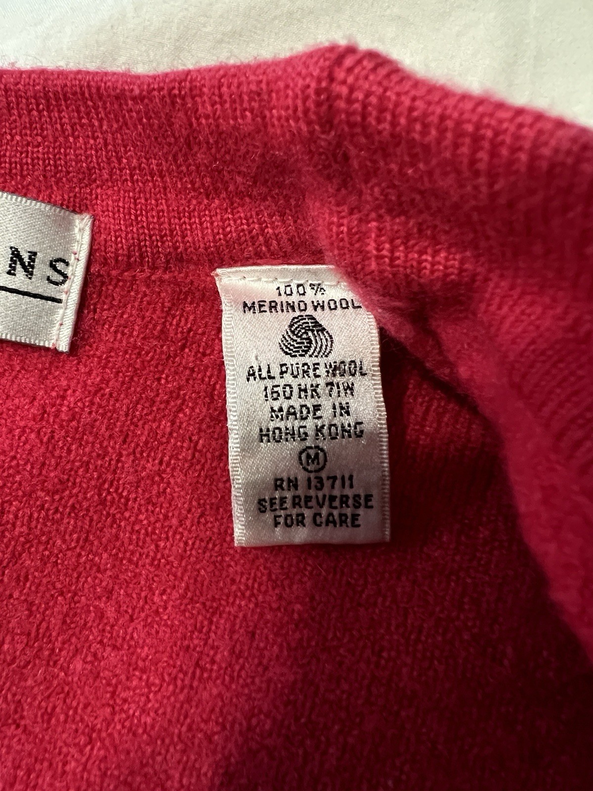 Vintage Women’s Cardigan Valerie Stevens Pink Medium 100% Merino Wool