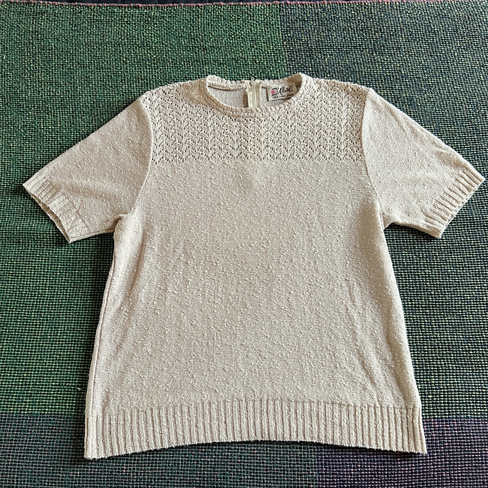 Vintage 70s/80s D’Allaird’s Beige Cotton Boucle Top – Medium – Made In Canada