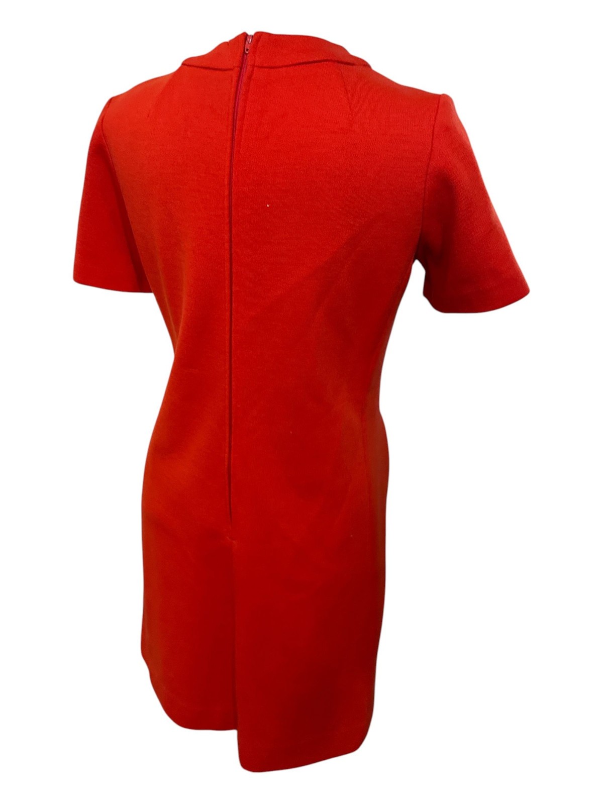 VINTAGE 60’s RUBY ORANGE Wool Dress & CAPE FOX FUR TRIM DRESS SUIT SZ M/L