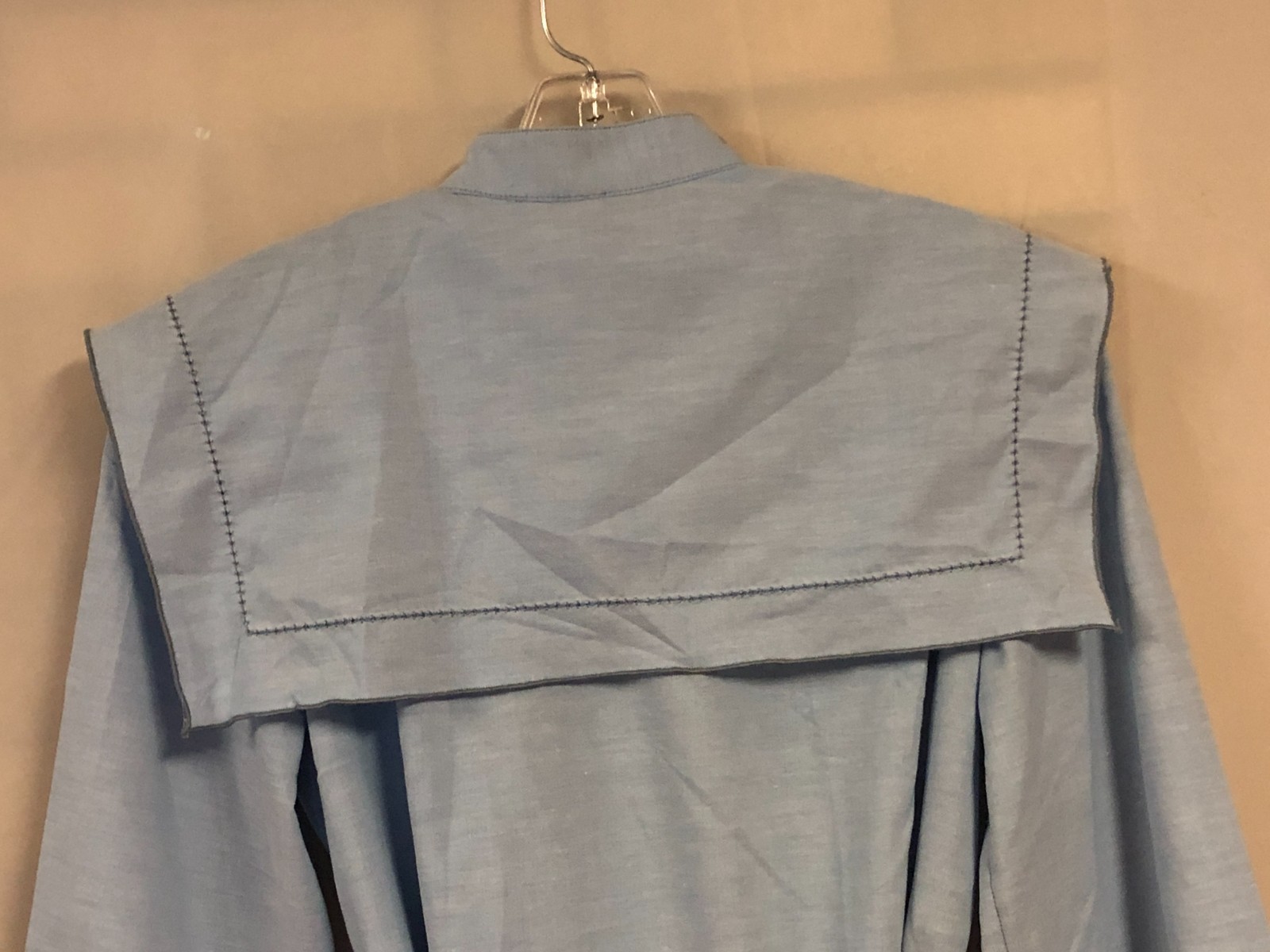 Vintage Country Miss Petites Blue Sailor Collar Shift Dress Belted Size 8 ILGWU